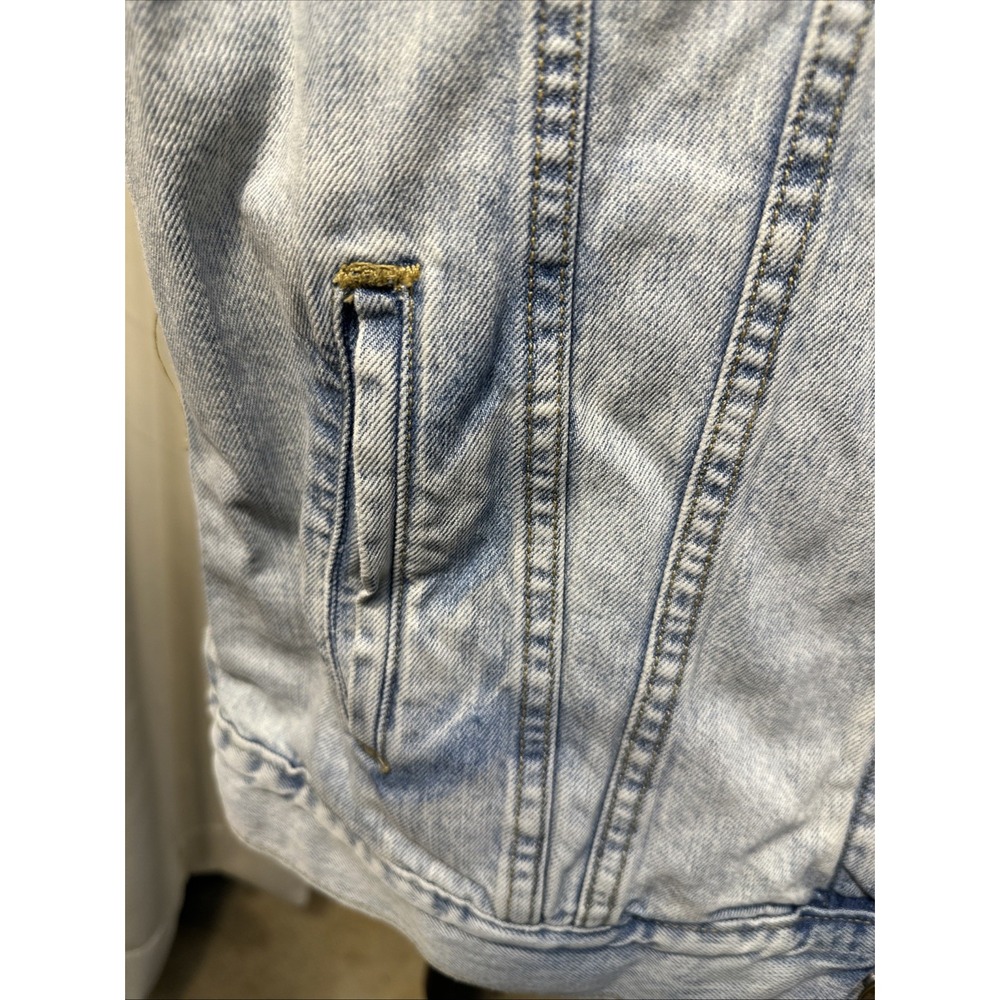 Levi‎ Strauss Trucker Vest Metallica Era 90s Button Up Pockets Light Wash Large - Picture 5 of 8
